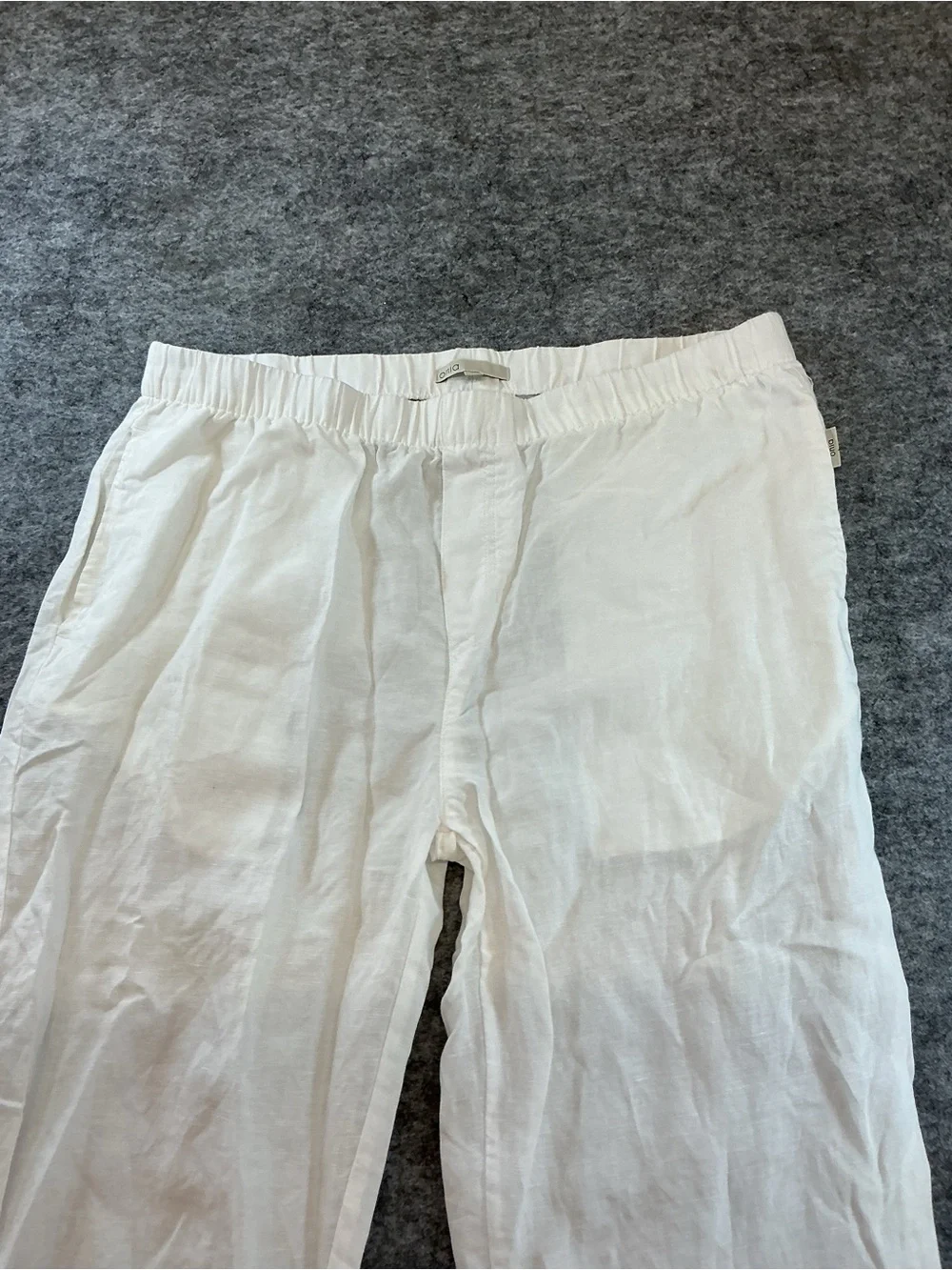 Onia Men's Trouser Casual 100% White Linen Relaxed Pants Size L
